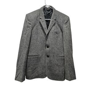 Burberry Men's Black Wool Tweed Suit Blazer Suit Jacket Size 52